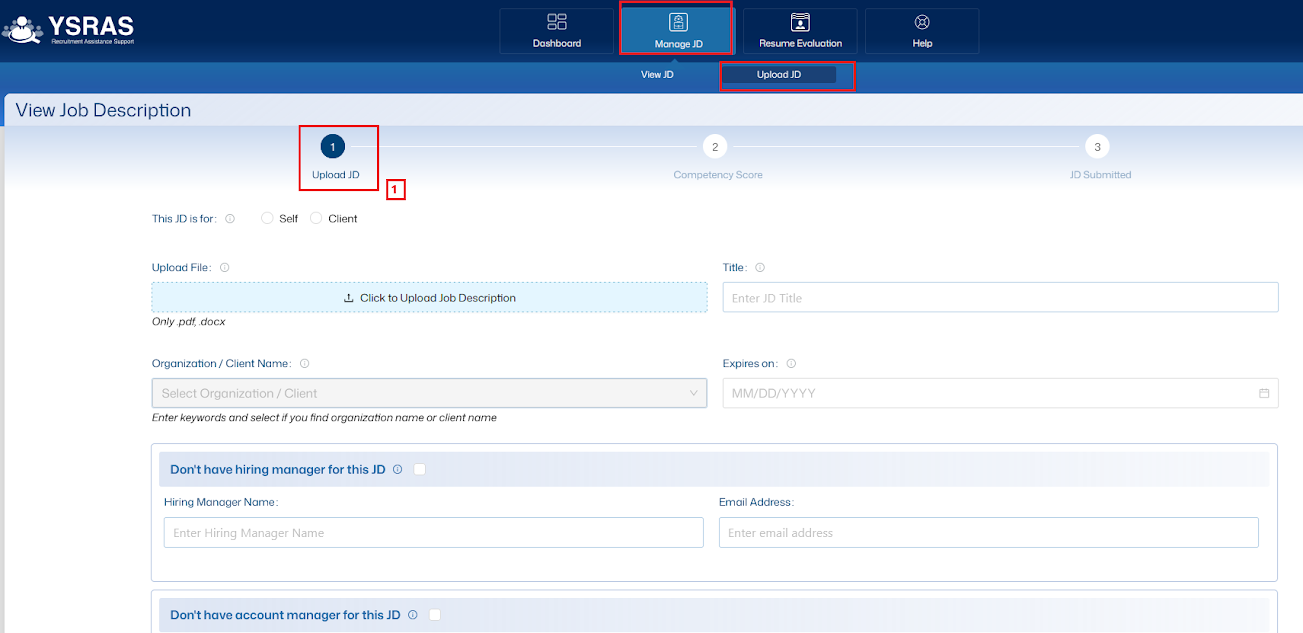 Step-1: Upload JD Screenshot