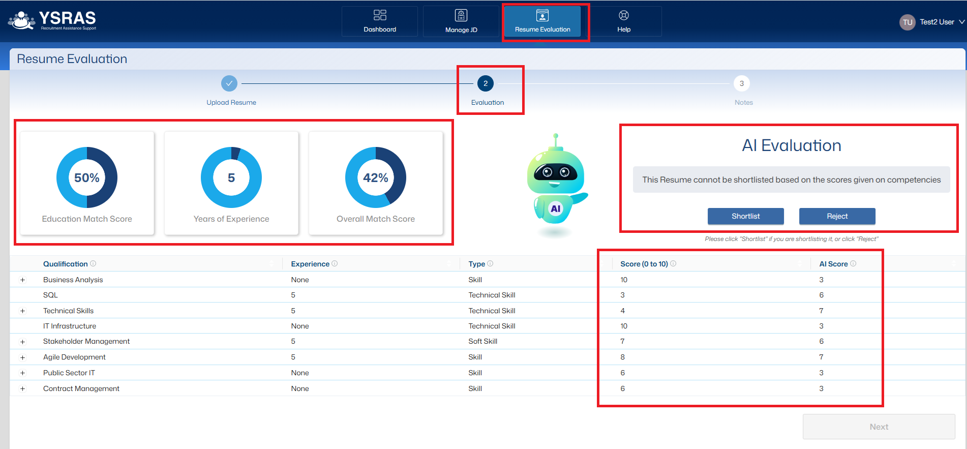 Step 2: Evaluation Screenshot