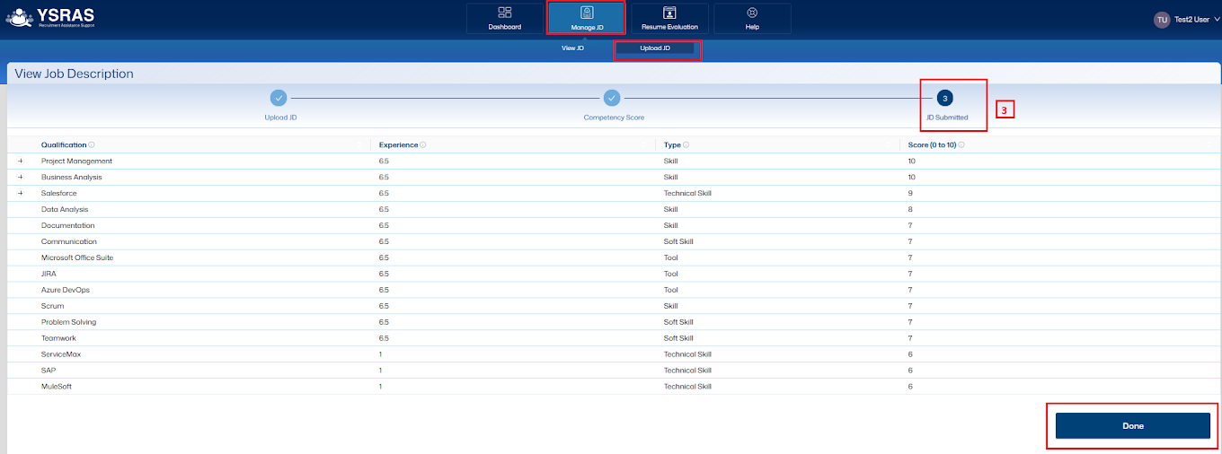 Step-2: JD Submitted Screenshot